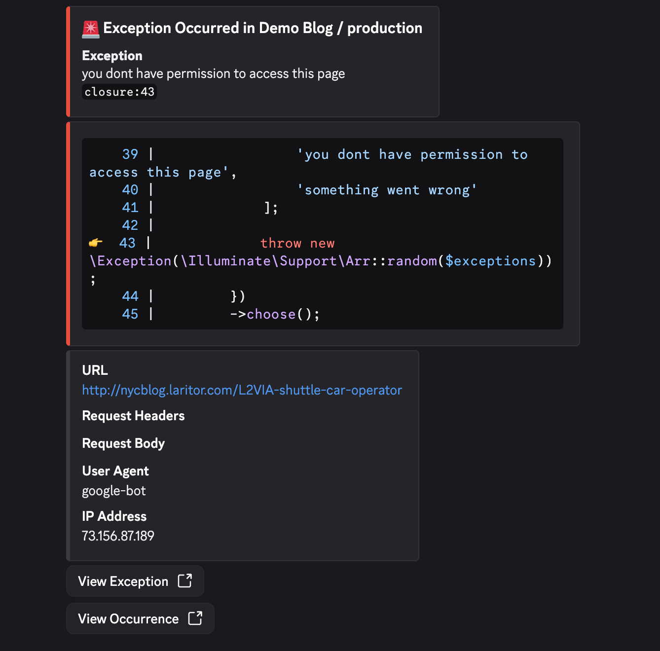Discord alerts integration screenshot