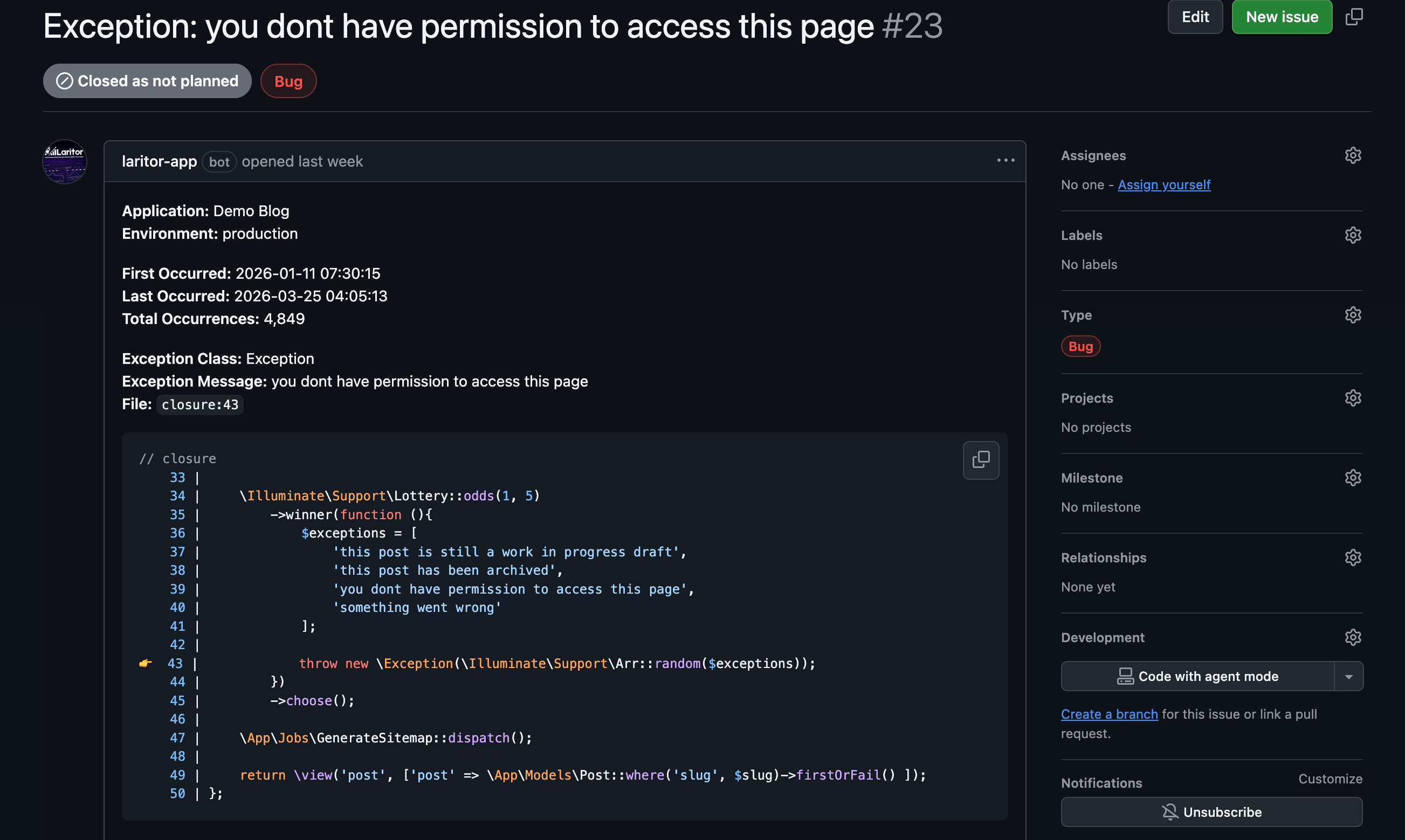 GitHub alerts integration screenshot