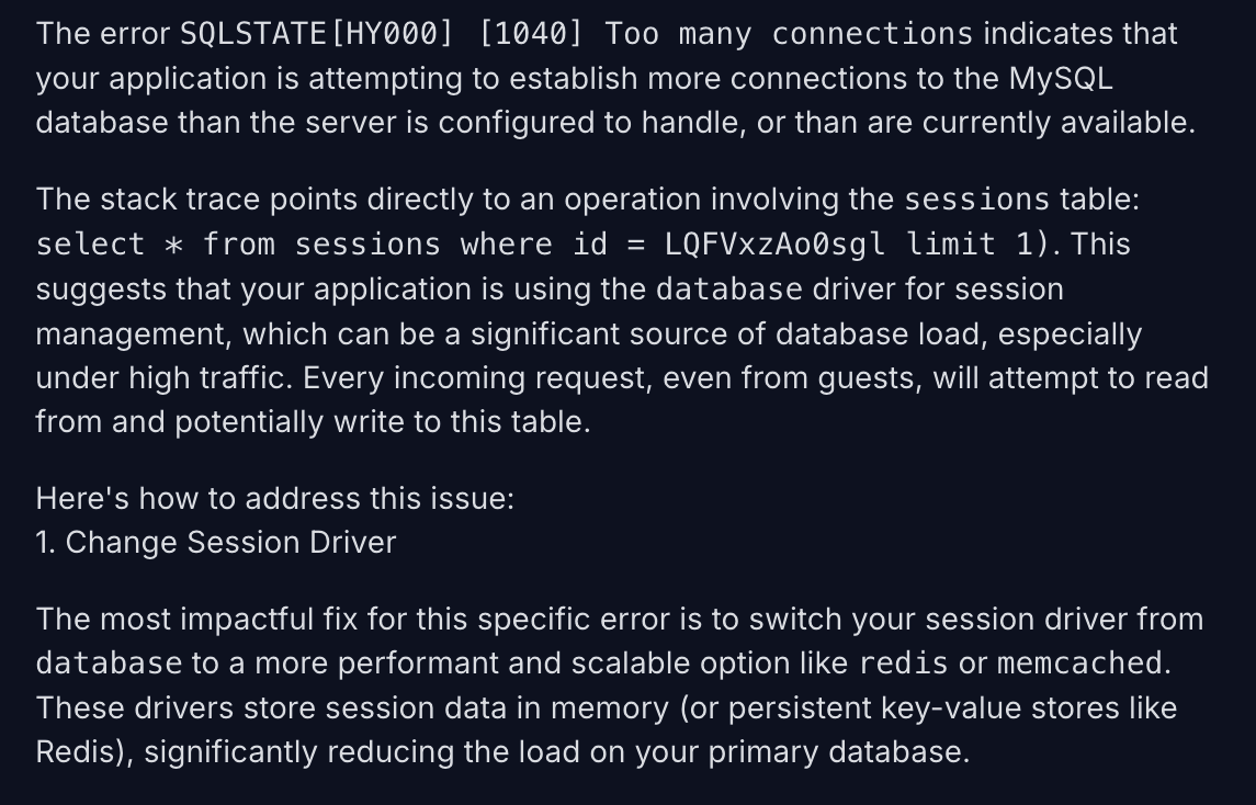 Laritor AI bug-fix recommendation for an exception