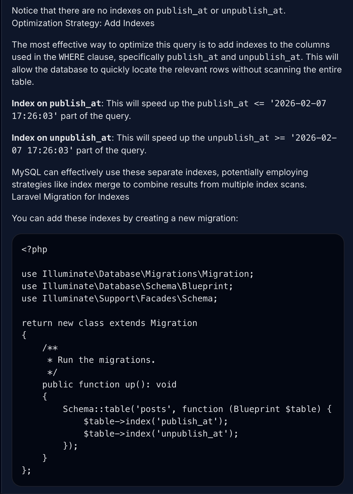 AI query recommendations